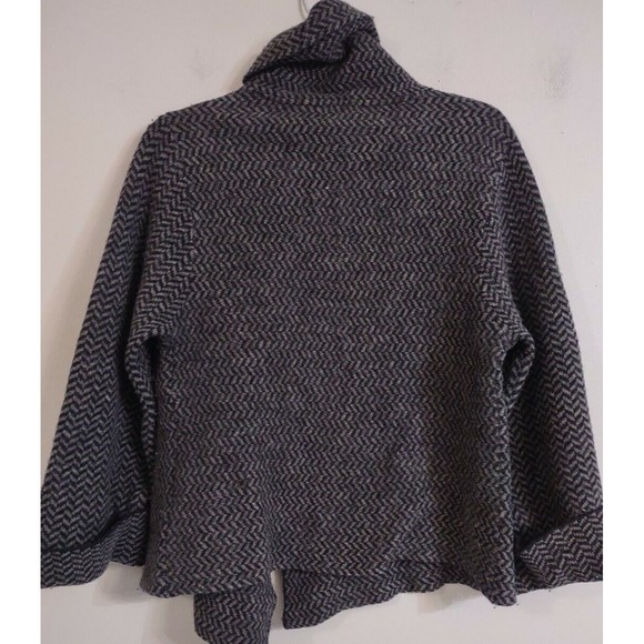 Soft Surroundings Gray Wrap Sweater Cardigan Size Small Wool Blend herringbone - Picture 8 of 8